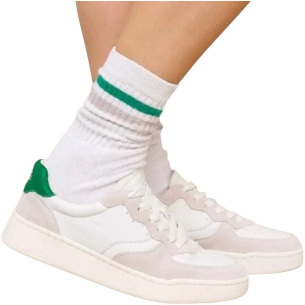 Soludos The Roma Retro Sneakers Leather Tennis Lace Up Colorblock Kelly Green 10